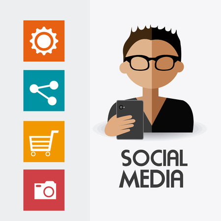 Online Media design over white background, vector illustration.のイラスト素材