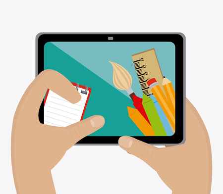 e-learning design over white background, vector illustration.のイラスト素材