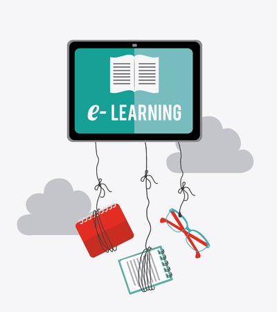 e-learning design over white background, vector illustration.のイラスト素材