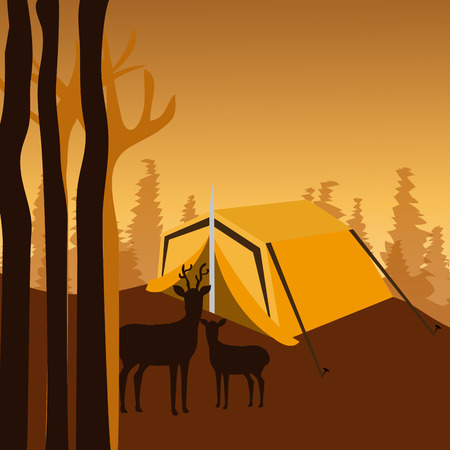 Camping design over landscape background, vector illustration.のイラスト素材