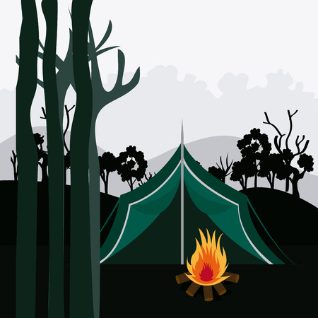 Camping design over landscape background, vector illustration.のイラスト素材