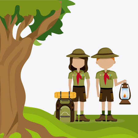 Camping design over landscape background, vector illustration.のイラスト素材