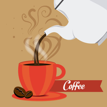 Coffee design over brown background, vector illustration.のイラスト素材