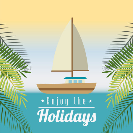 Summer design over beachscape background, vector illustration.のイラスト素材
