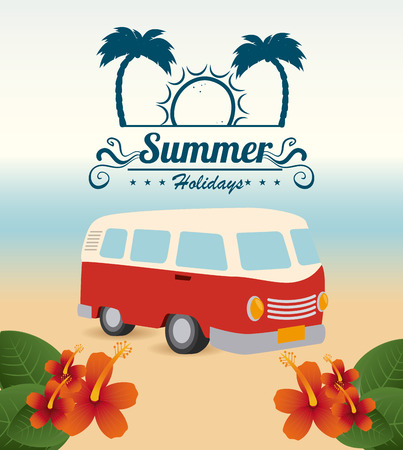 Summer design over beachscape background, vector illustration.のイラスト素材