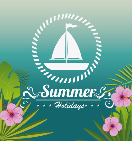 Summer design over blue background, vector illustration.のイラスト素材