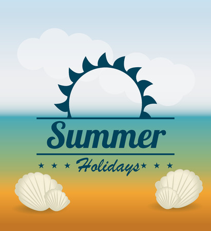 Summer design over beachscape background, vector illustration.のイラスト素材