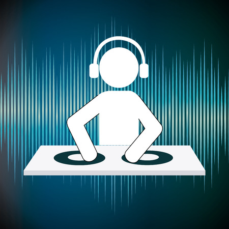 DJ design over blue background, vector illustration.のイラスト素材