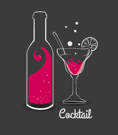 Cocktail design over gray background, vector illustration.のイラスト素材