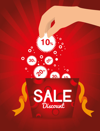 Shopping design over red background, vector illustration.のイラスト素材