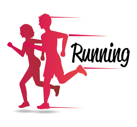 Running design over white background, vector illustration.のイラスト素材