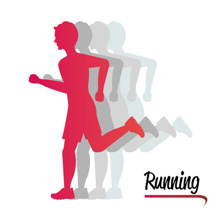 Running design over white background, vector illustration.のイラスト素材