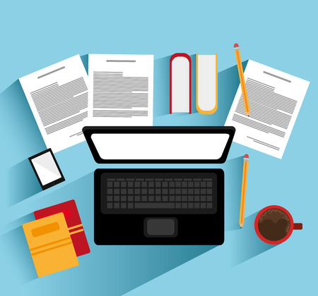 Office design over blue background, vector illustration.のイラスト素材