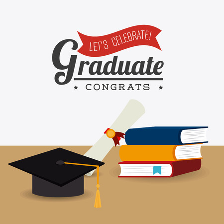 Graduation design over white background, vector illustration.のイラスト素材