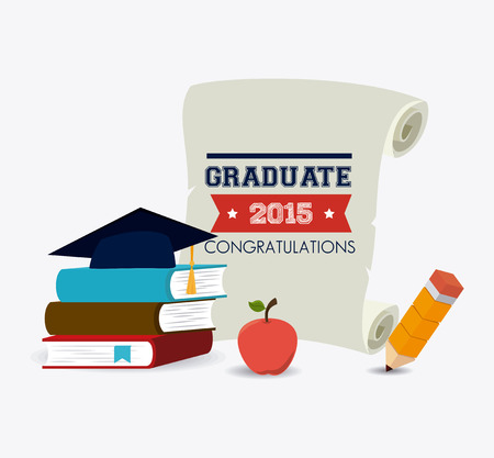 Graduation design over white background, vector illustration.のイラスト素材