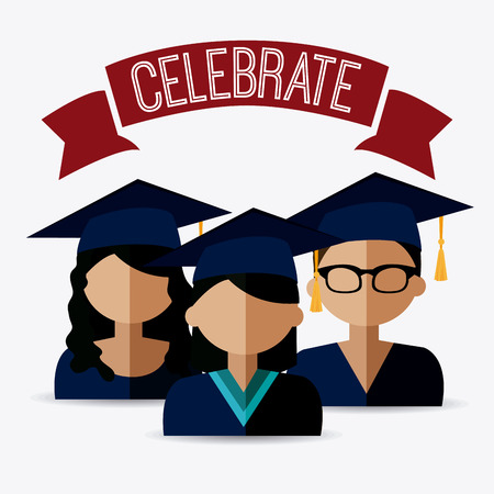Graduation design over white background, vector illustration.のイラスト素材