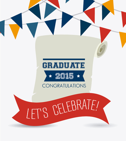 Graduation design over white background, vector illustration.のイラスト素材
