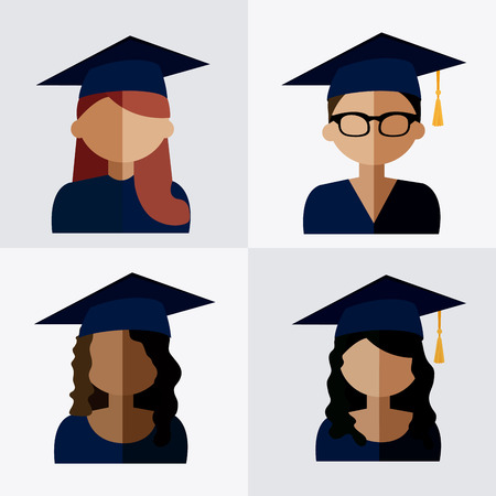 Graduation design over white background, vector illustration.のイラスト素材