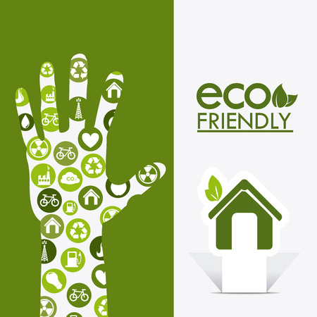 Ecology design over white and green  background, vector illustration.のイラスト素材