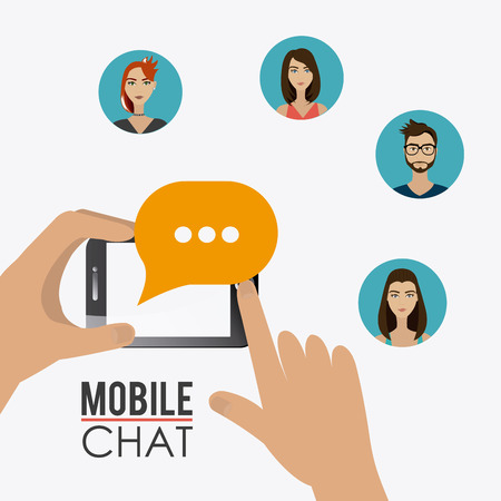 Chat mobile design over white background, vector illustration.のイラスト素材
