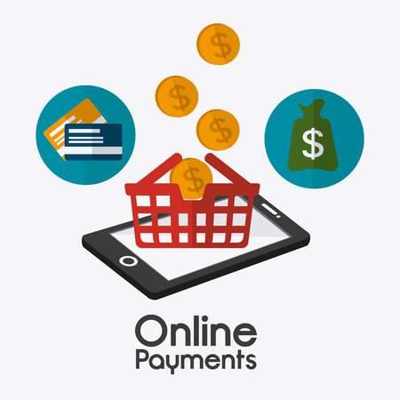 Online payments design over white background, vector illustration.のイラスト素材