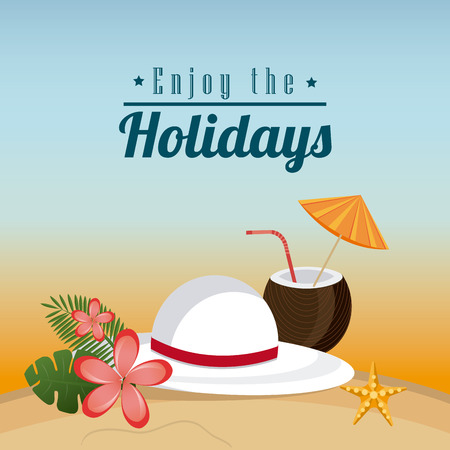 Summer design over beachscape design, vector illustration.のイラスト素材