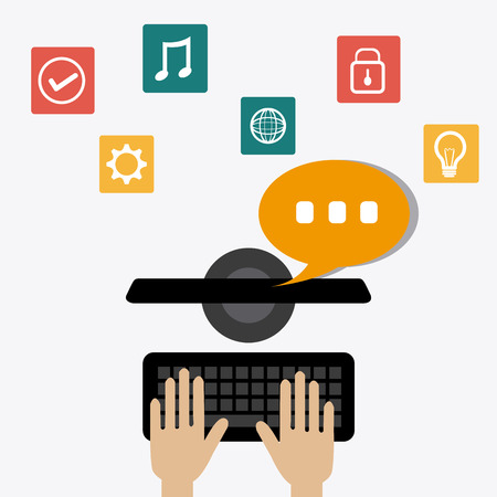 Chat mobile design over white background, vector illustration.のイラスト素材