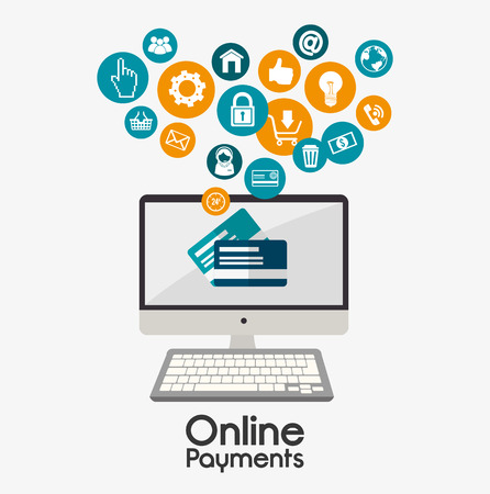 Online payments design over white background, vector illustration.のイラスト素材