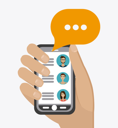 Chat mobile design over white background, vector illustration.のイラスト素材