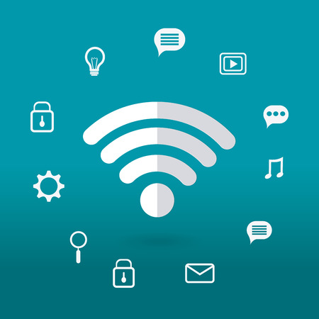 Online media design over blue background, vector illustration.のイラスト素材