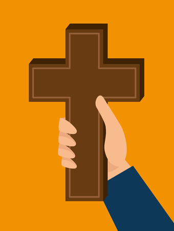Christianity design over orange background, vector illustration.のイラスト素材