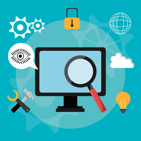 Software design over blue background, vector illustration.のイラスト素材