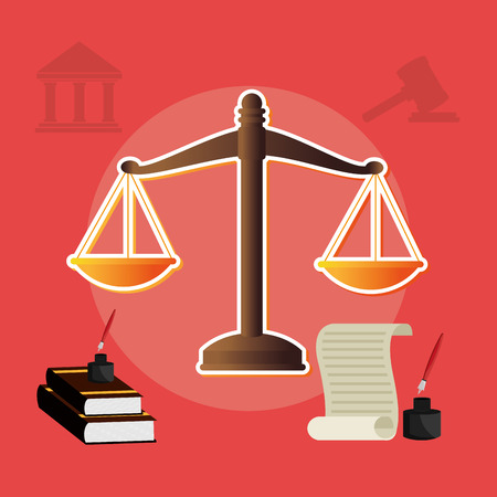 Law design over red background, vector illustration.のイラスト素材
