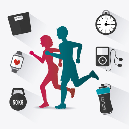 Fitness design over white background, vector illustration.のイラスト素材