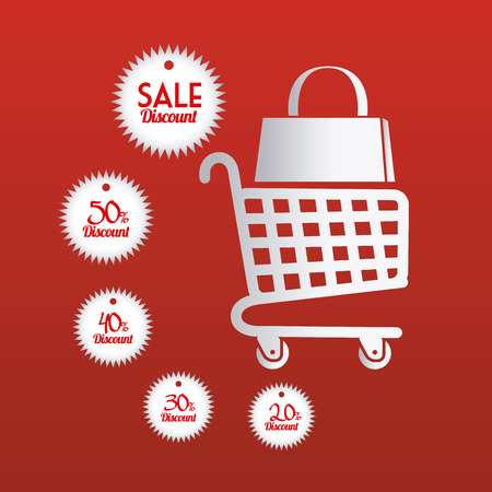 Shopping design over red background, vector illustration.のイラスト素材
