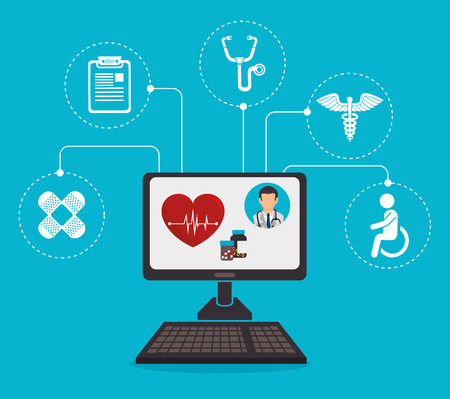 Medical design over blue background, vector illustration.のイラスト素材