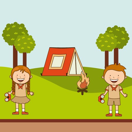 camping concept design, vector illustration eps10 graphicのイラスト素材