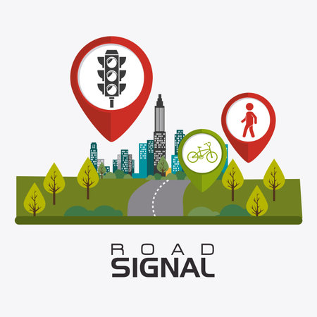 Road signals over white background, vector illustration.のイラスト素材