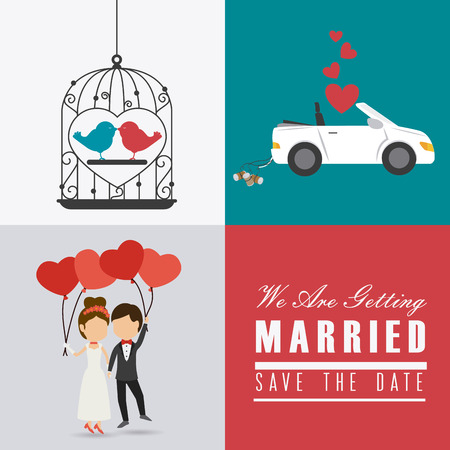 Wedding card design over colorful background, vector illustration.のイラスト素材