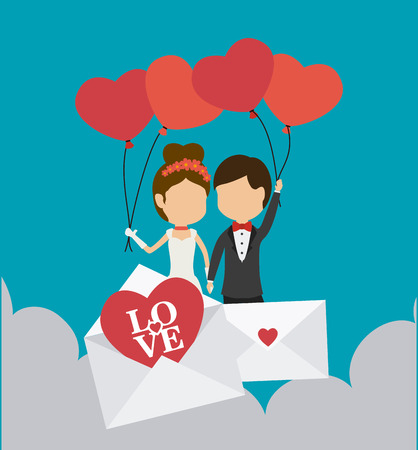 Wedding card design over cloudscape background, vector illustration.のイラスト素材