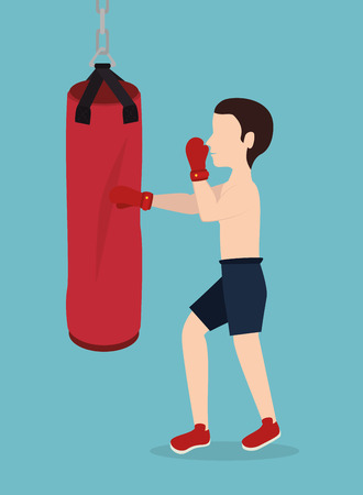 Boxing design over blue background, vector illustration.のイラスト素材