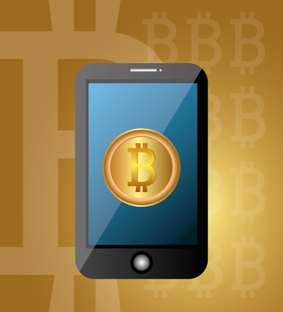 Bitcoin design over gold background, vector illustration.のイラスト素材