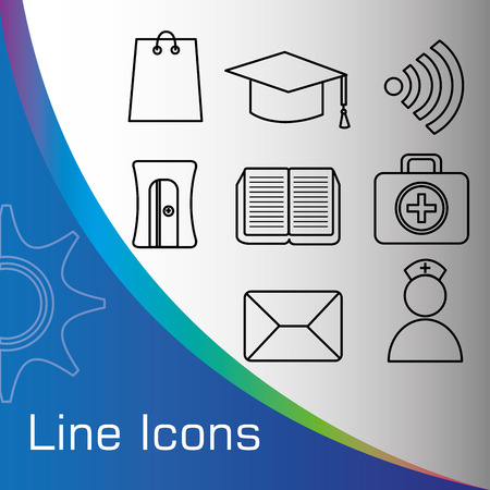 Line icons design over white background, vector illustration.のイラスト素材