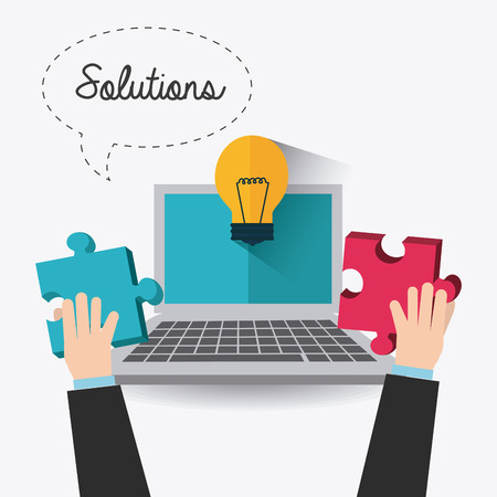 Solutions design over white background, vector illustration.のイラスト素材
