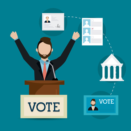 Vote design over blue background, vector illustration.のイラスト素材