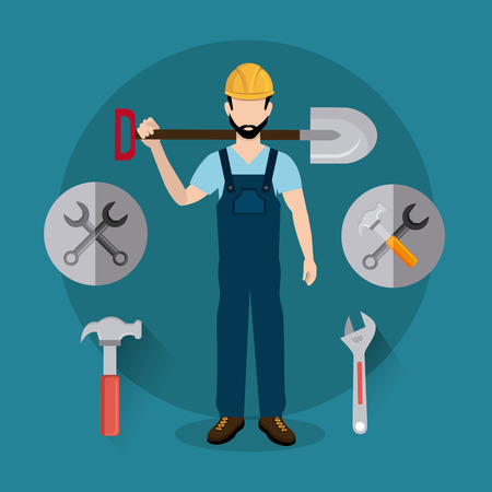 Construction design over blue background, vector illustration.のイラスト素材