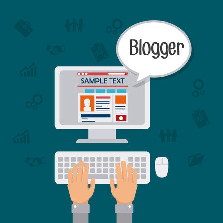 Blog design over blue background, vector illustration.のイラスト素材