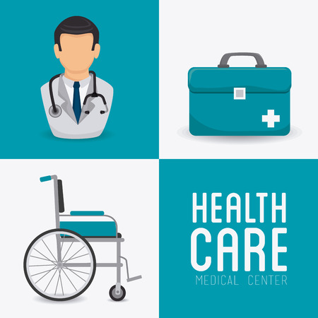 Medical design over white and blue  background, vector illustration.のイラスト素材
