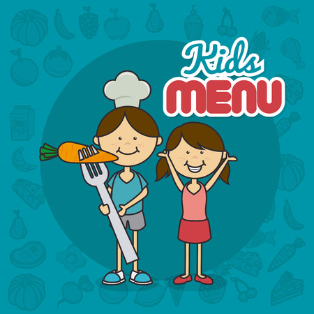 Kids food design over blue background, vector illustration.のイラスト素材