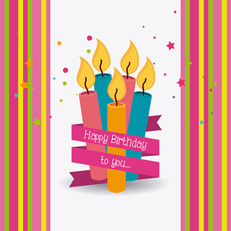 Happy birthday colorful card design, vector illustration.のイラスト素材